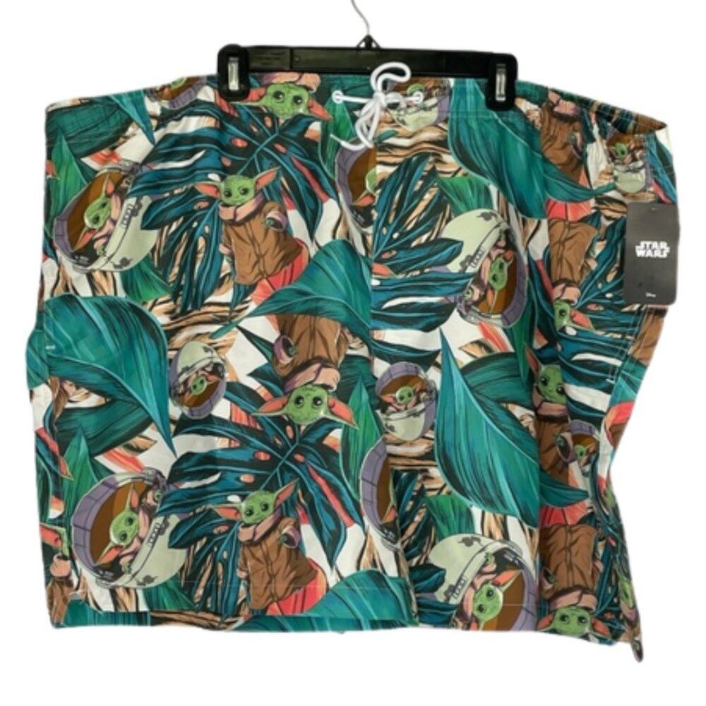 Star Wars baby Yoda Grogu swim trunks shorts men's size 4XLB